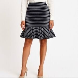 Black Gold Metallic Silver Striped Midi Skirt Flared CATO NWT Women's Size XL